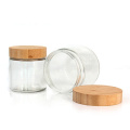 glass jar supplier sale 10oz 300ml round glass storage jar container with wood lids